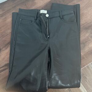 Wilfred High Rise Black Leather Pants